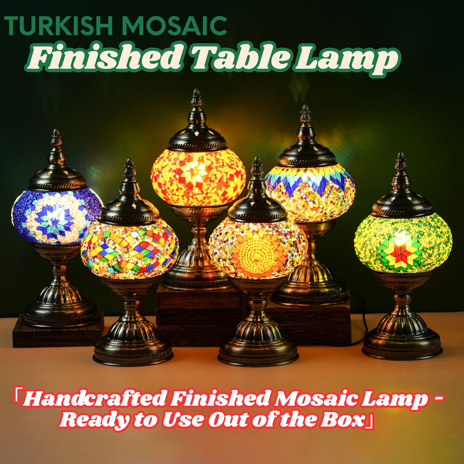 Lámpara De Mesa De Mosaico Turco - México