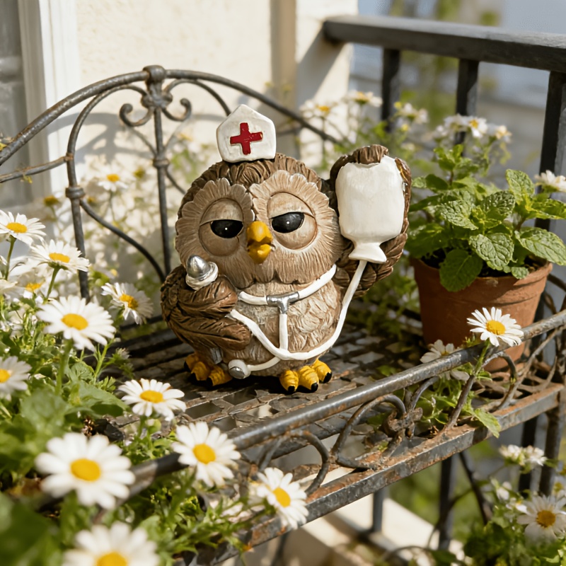 Image of 1pc Cute Nurse Owl Statue Ornament, Home Interior Desktop Entryway Decoration, European And Animal-shaped Craft, Great Gift Item, -themed Ornament