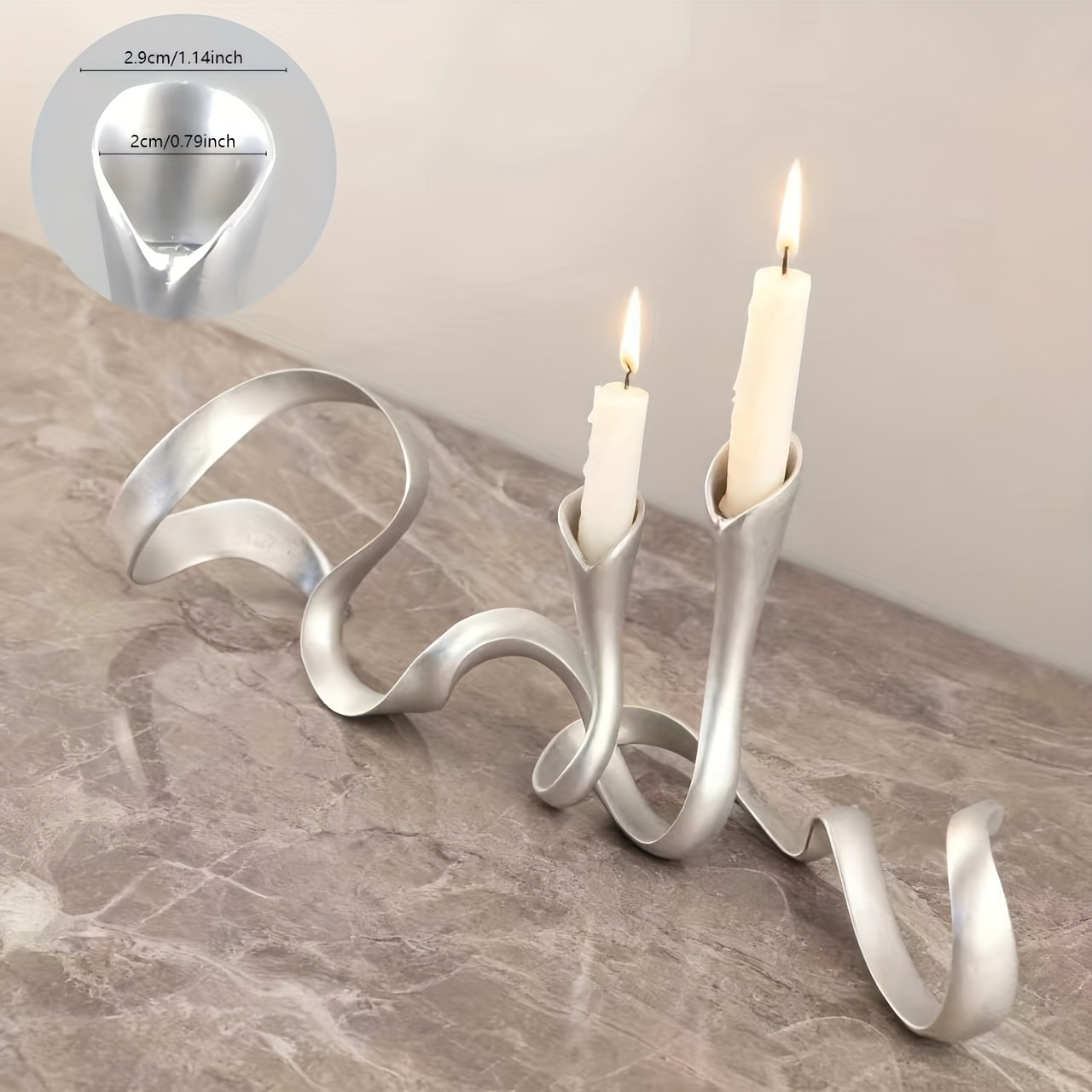 1pc Modern Style Metal Geometric Golden/Silvery Ribbon Shape Candle Holder Base, Suitable for Candle Dinner Photo Prop, Wedding Anniversary Birthday Decoration, Valentine'S Day New Year, Christmas Home Decoration, Romantic Dinner Party Decoration