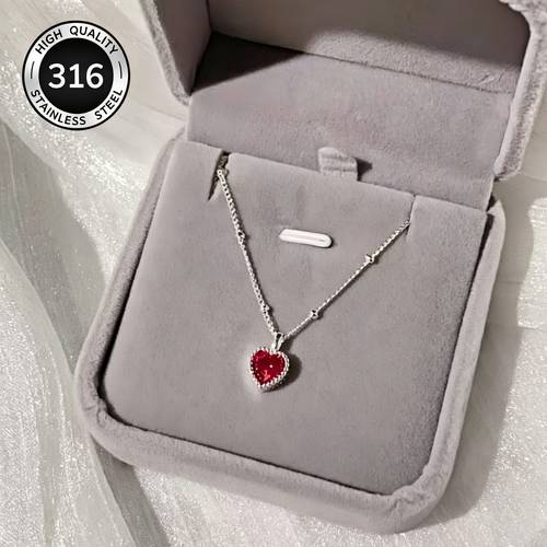 imagen del artículo collar de para mujer, cadena de acero inoxidable 316l rosa, con detalles, cadena para la clavícula, diseño de , lujo , collar exquisito, accesorio y resistente a la decoloración para a día, regalo detallista para novia o
