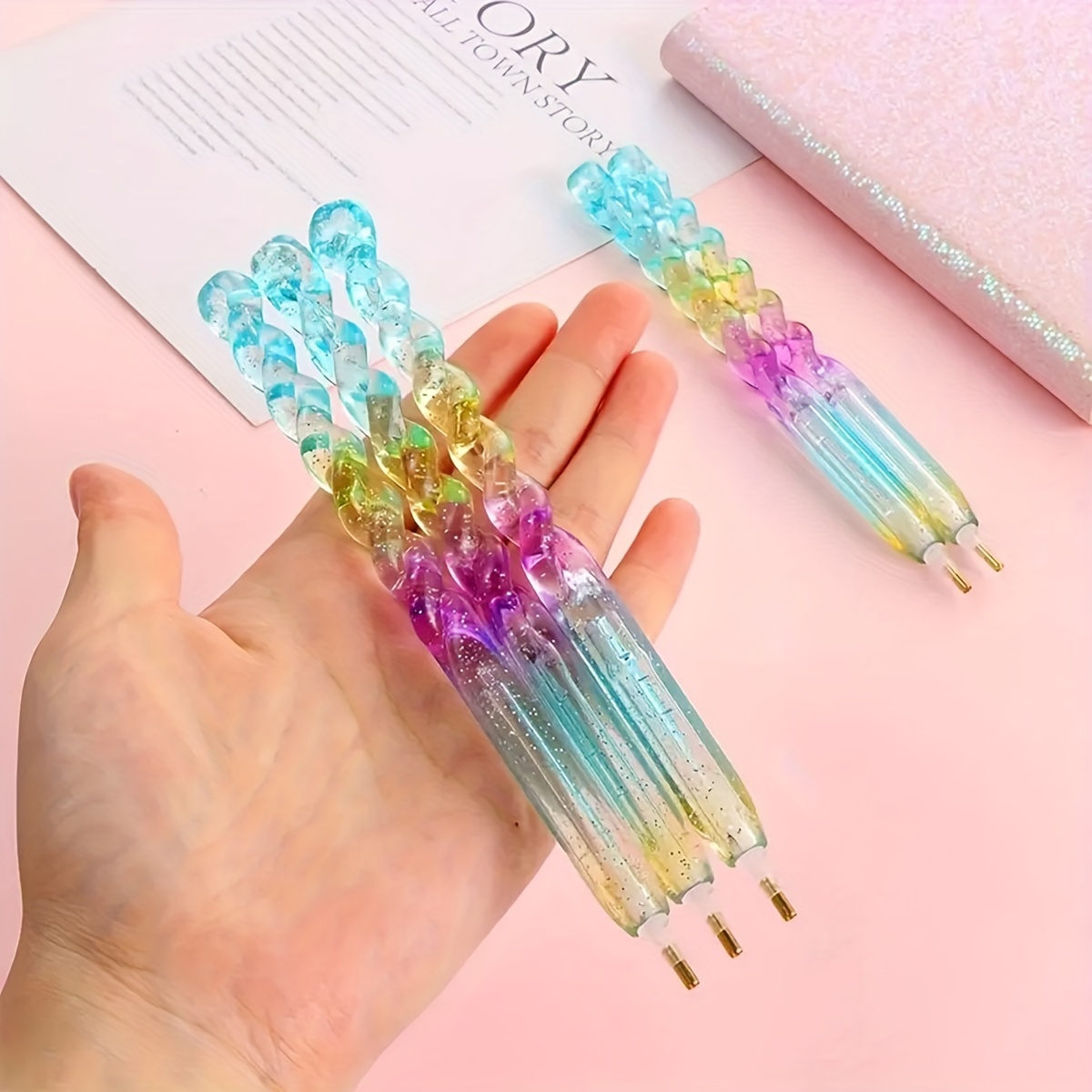 

3 Pieces 5d Diamond Painting Stitch Point Diamond Pen Accessories - Diy Diamond Painting Tools - Plastic Material - Point Drill Pen Type