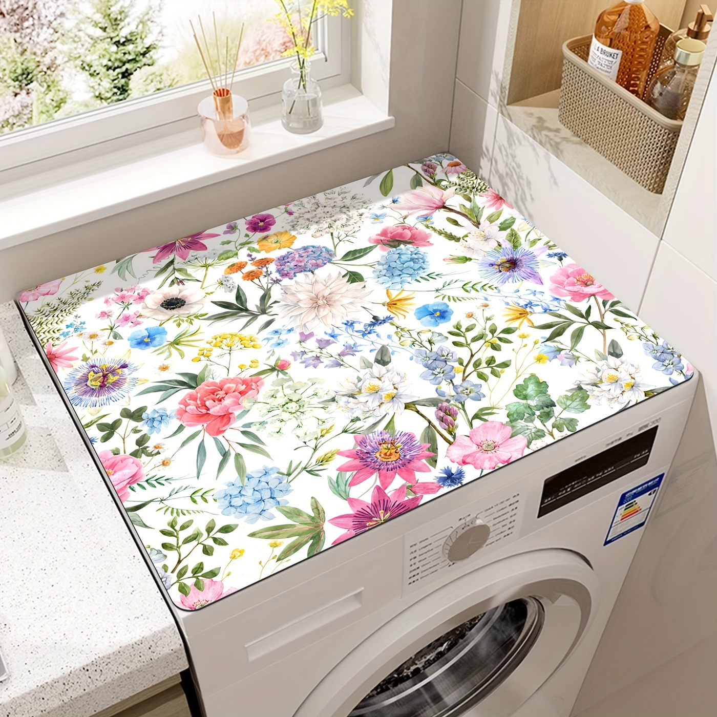 2pcs vintage   washing machine dust covers anti slip absorbent stain resistant mats for dryer   details 4