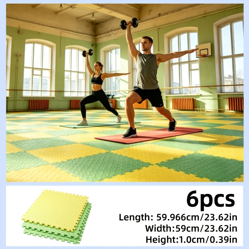 TEMU 6pcs Leaf Pattern Thick 1.0cm X 60cm X 60cm Fitness Mat, With 6pcs Edges, Leaf Pattern Thickened Training Mat, High-density Base, Suitable For