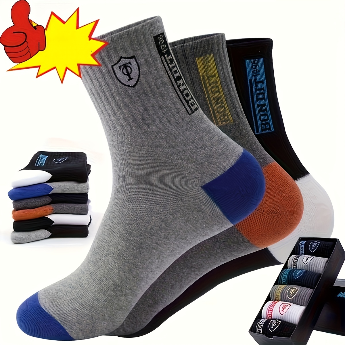Men's Fashionable Mid-Tube Socks, 20 Pairs