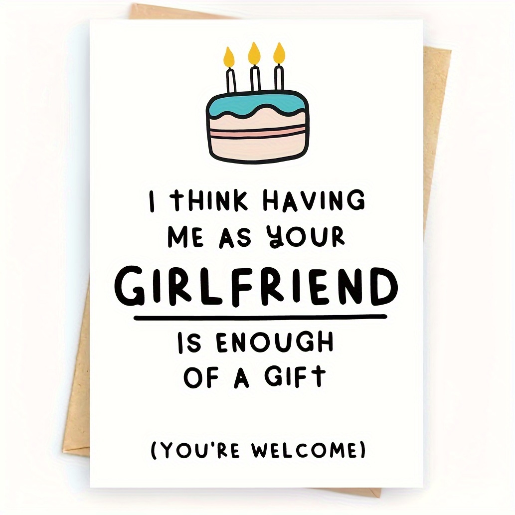 

1pc, Gift, Funny Birthday Card For A Boyfriend Or Girlfriend Including Envelope, Message Card, Thank You Card, Greeting Card, Card, Commemorative Card, Anniversary Message Card