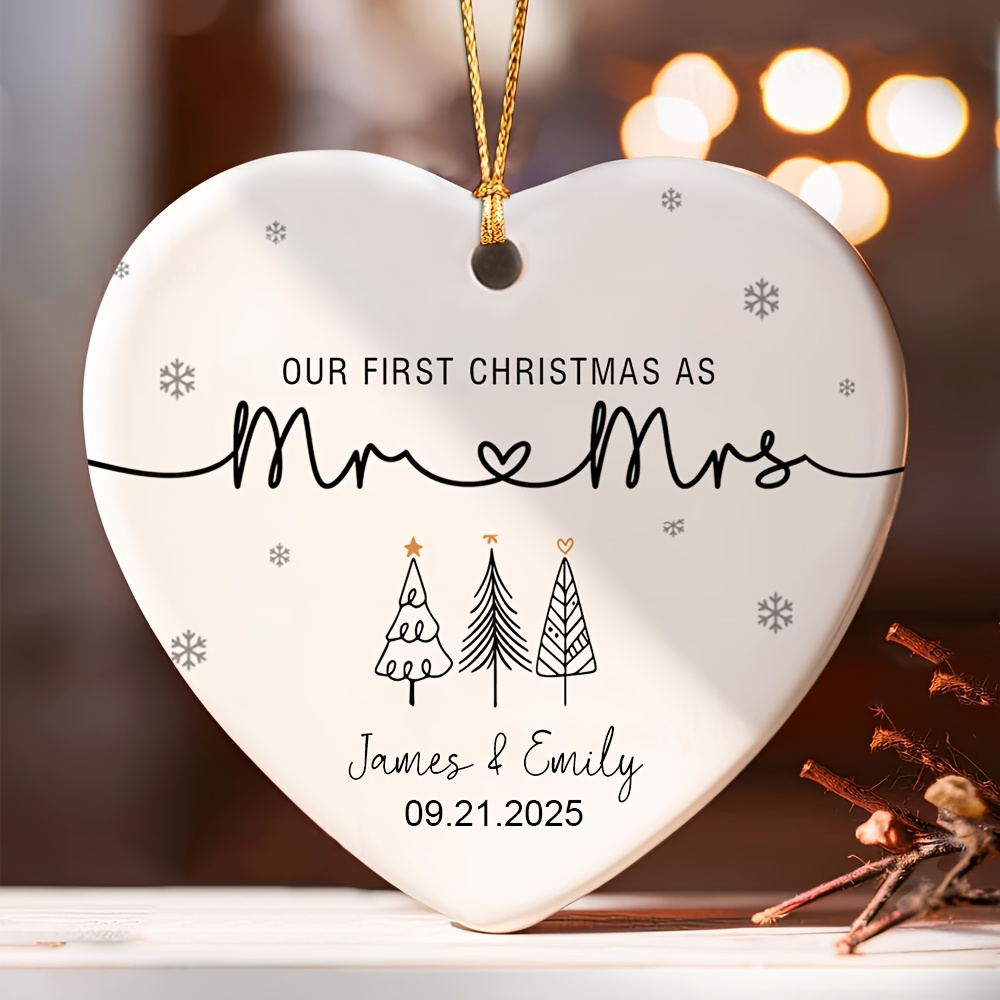 1pc 2026 Our First Christmas As Ornament - Personalized First Married Christmas Keepsake - Custom Couple Wedding Ornament - Holiday Gift For