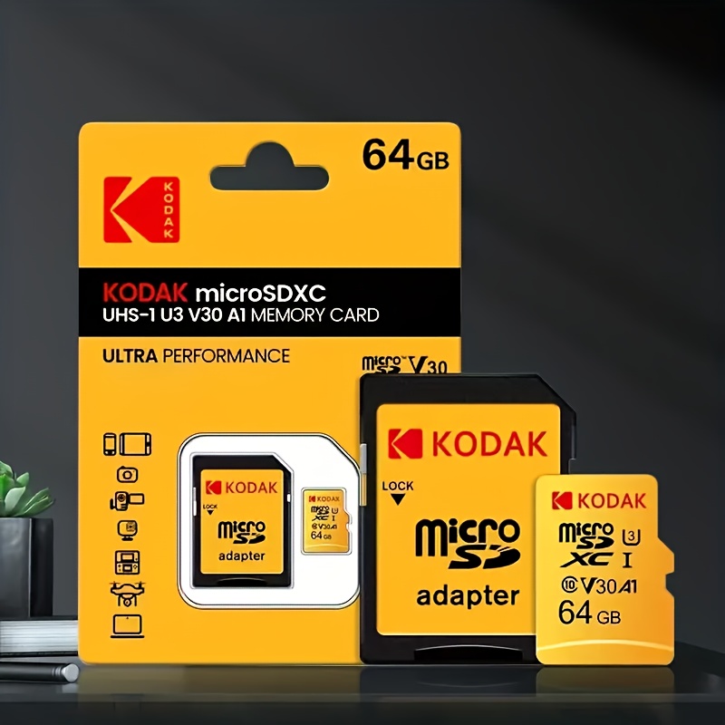 MicroSDXC UHS-I U3 V30 A1 Pomnilnik 64GB - Združljiv s 4K Ultra HD in adapterjem