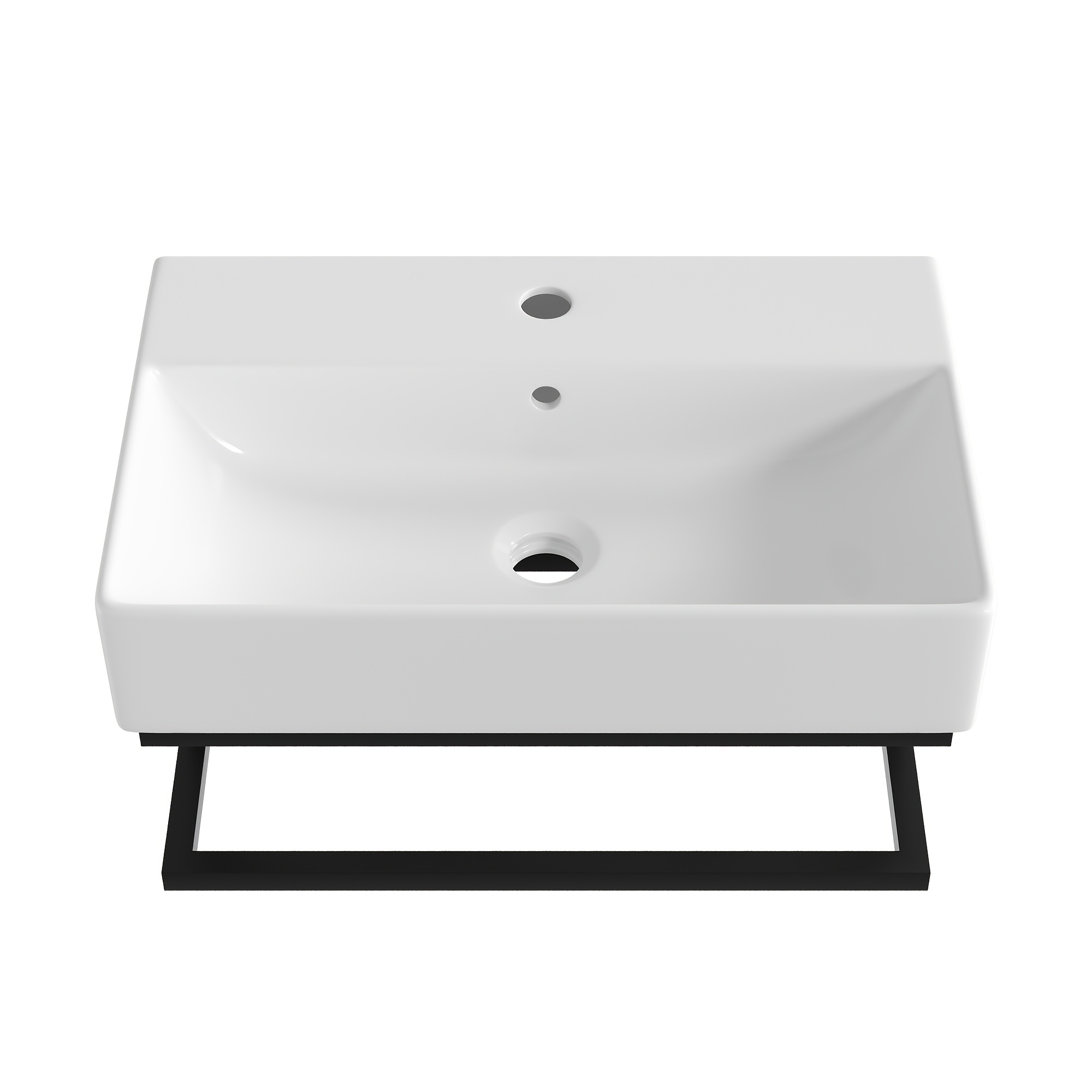 Image of Deervalley Wall Mounted Basin, Wall Hung Bathroom Sink With Towel Rail & Overflow, Basin, Hand Wash Basin, Space Bathroom Sink For , , Guest Wc & Small Bathroom, 56.8 X 36cm