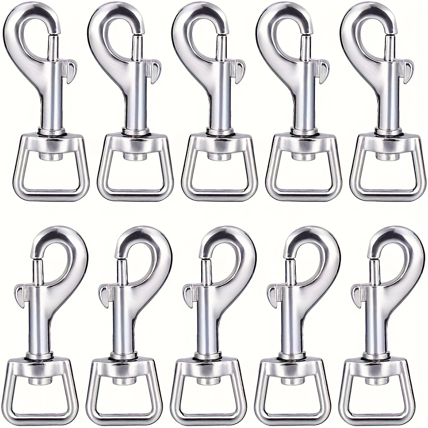 Image of Set Of 10 Alloy Dog Leash Clips, Metal Outdoor Snap Hooks, P-shaped Hooks For Bags, Rotating Hooks, And Hardware Additions