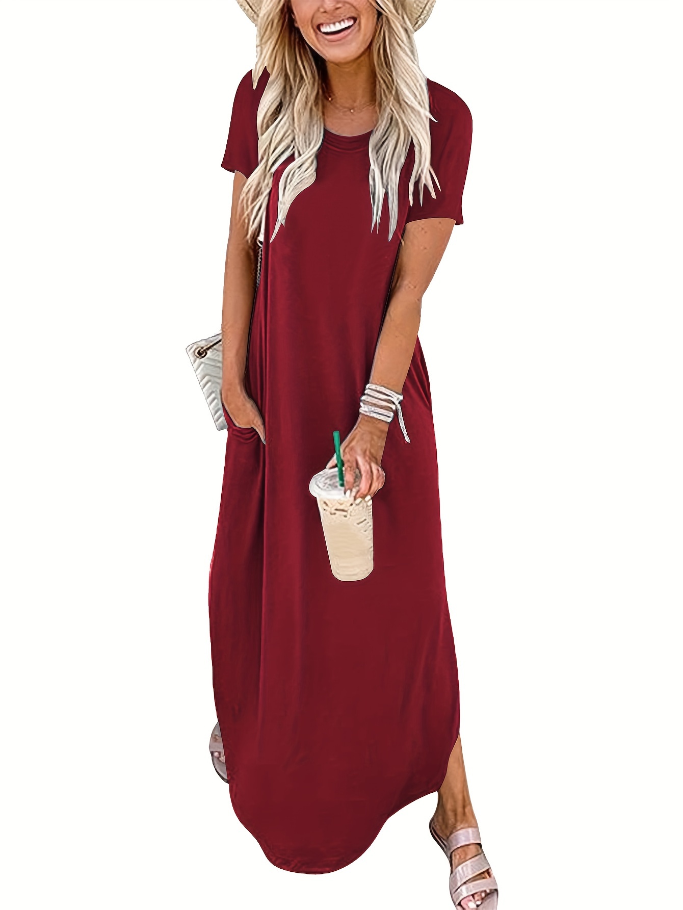 copper velvet maxi dress US8 / Picture color / Style B