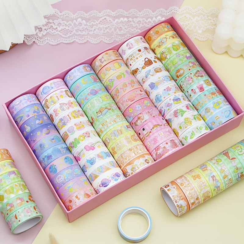 60-Roll Cartoon and Washi Tape Pack for Decoration