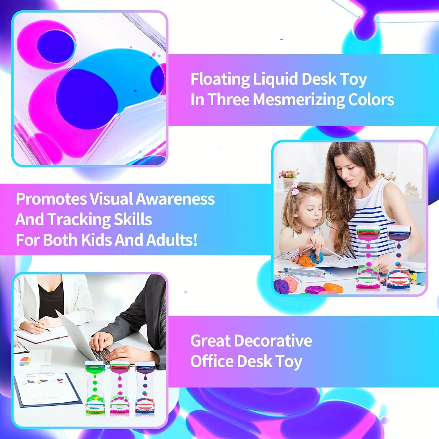 Liquid Kids Toys Motion Bubbler Timer Pack Of 6/12 Colorful Hourglass Liquid Bubbler Sensory Toy Anxiety Toys Children Activity Calm Relaxing for Kids Teenager Adults Local Warehouse