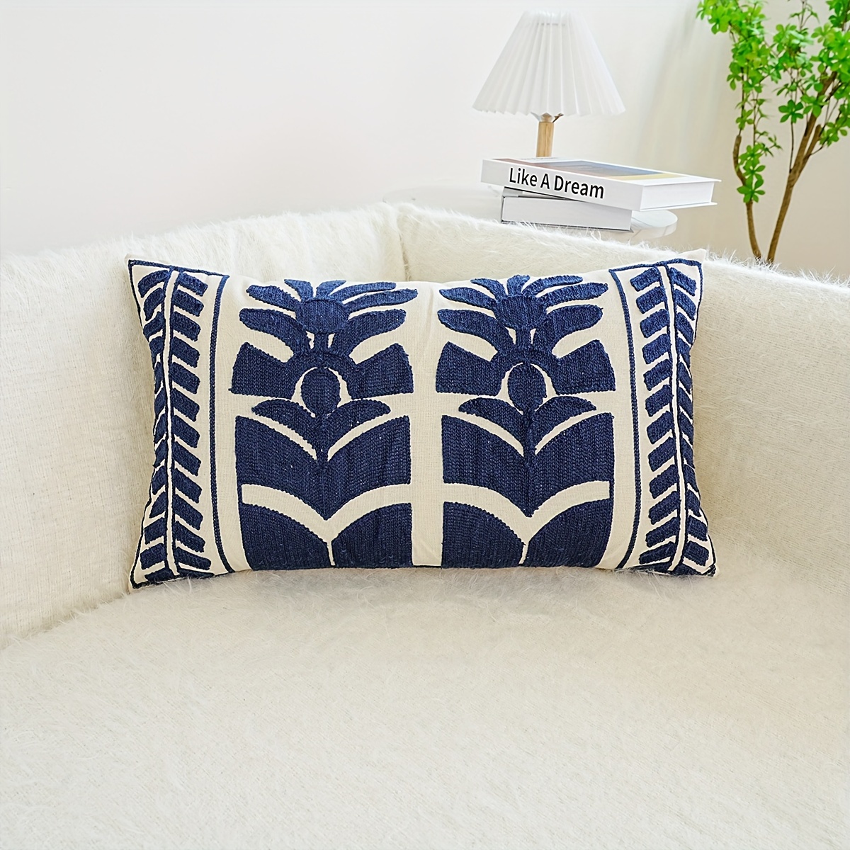 TEMU 1pc, Exquisite Embroidered Cushion Cover, In Multiple Sizes And Suitable For Room Types.