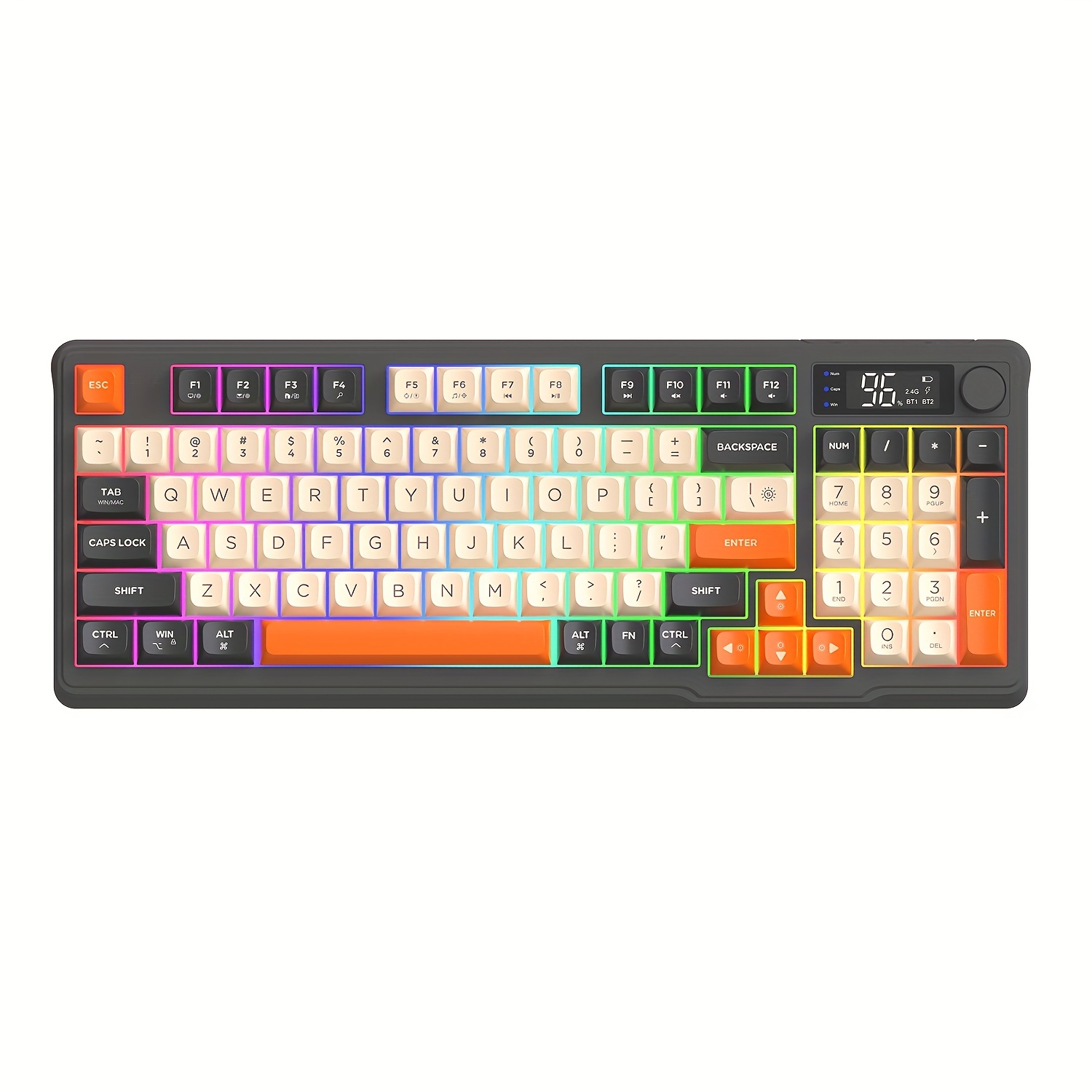 ZIYOU LANG T96 Wireless Gaming Keyboard and Mouse Combo Compatible for PC/Laptop/Mac - Dual Wireless/2.4G RGB Backlit Mechanical Feel Keyboard with Smart Display, Knob Controls & 4000 DPI Mouse, Wireless Combo for PC Gaming (No)