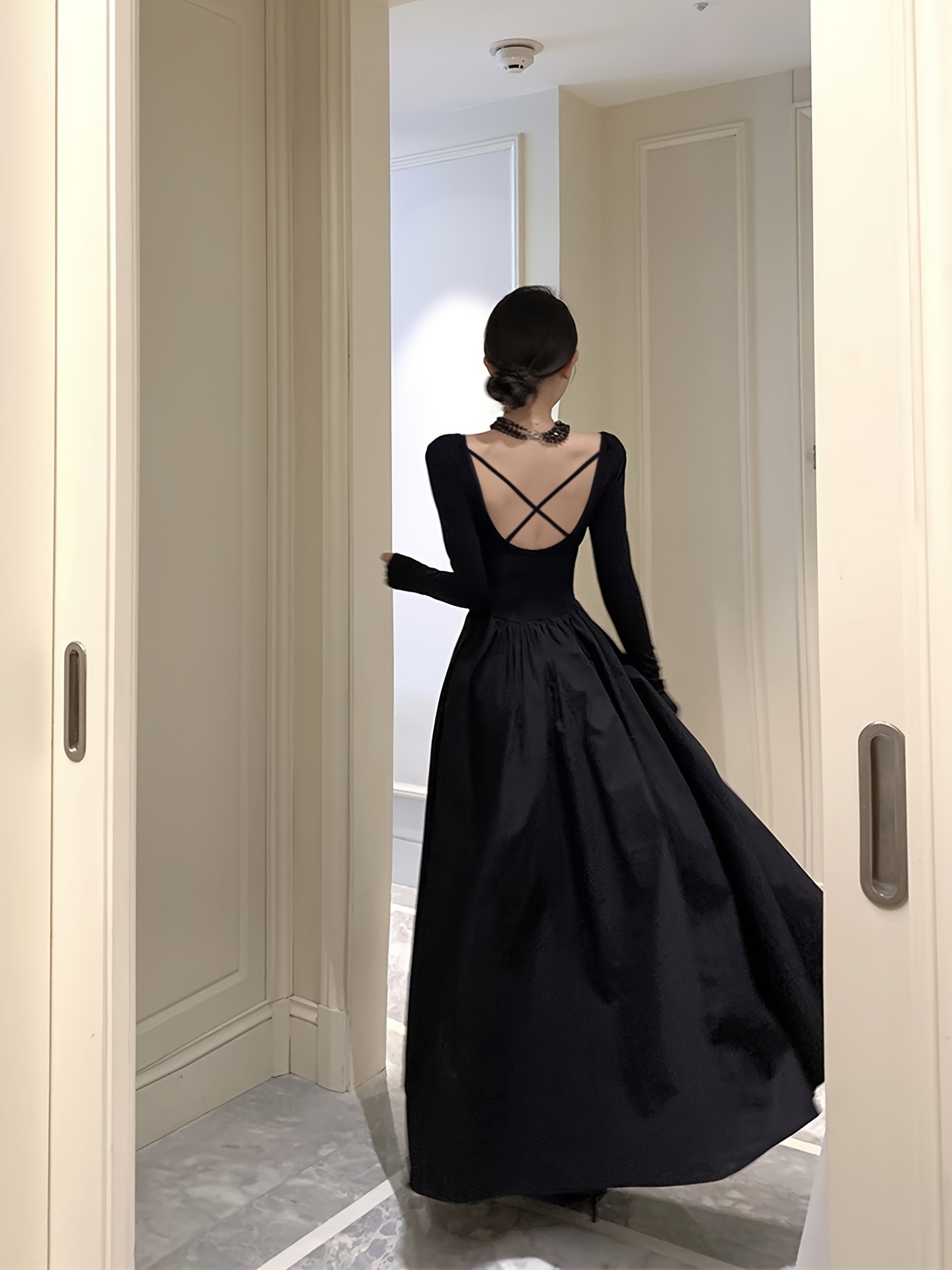 french hepburn elegant backless dress long maxi - Temu Cyprus