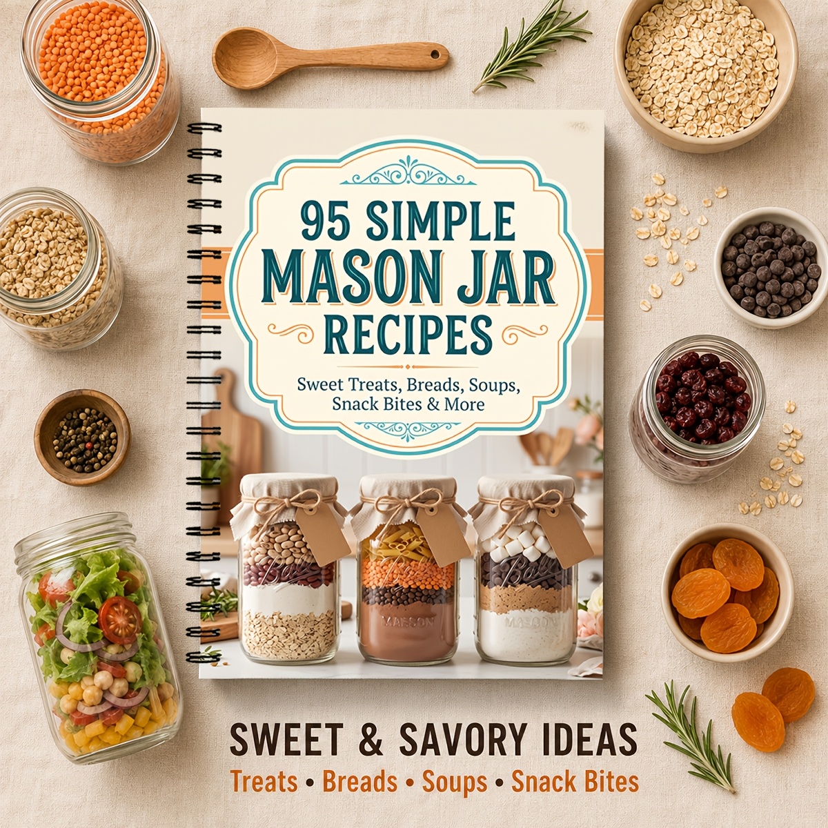 TEMU Guide de 95 recettes faciles en bocal Mason : Repas pratiques pour le stockage des aliments pour le camping, la préparation aux d'urgence et le