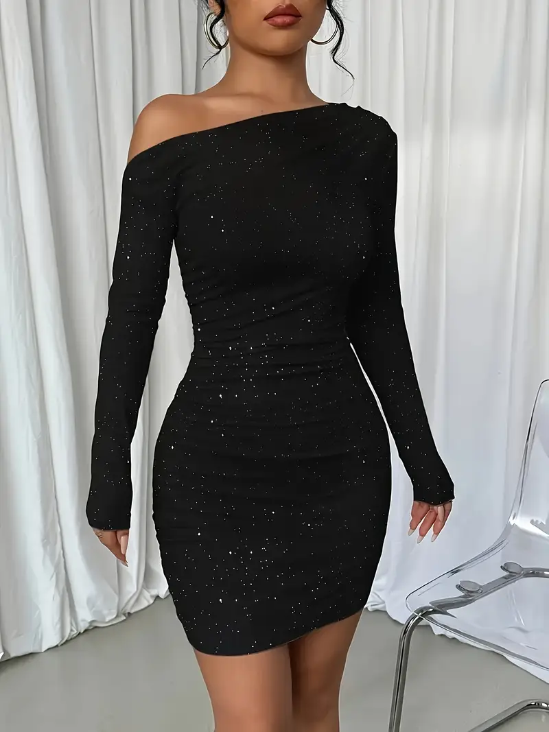 off the shoulder long sleeve black bodycon dress Black Dress Bodycon Off The Shoulder Midi Dress Long Sleeve Women's Black Off The Shoulder Dress Exquisite