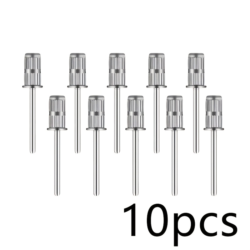 Image of Set Of 10 Nail Drill Heads And Bits, Including Sanding Bands And 3/32 Inch Mandrels, Suitable For Electric Nail Files, Perfect For And Spa Pedicures And