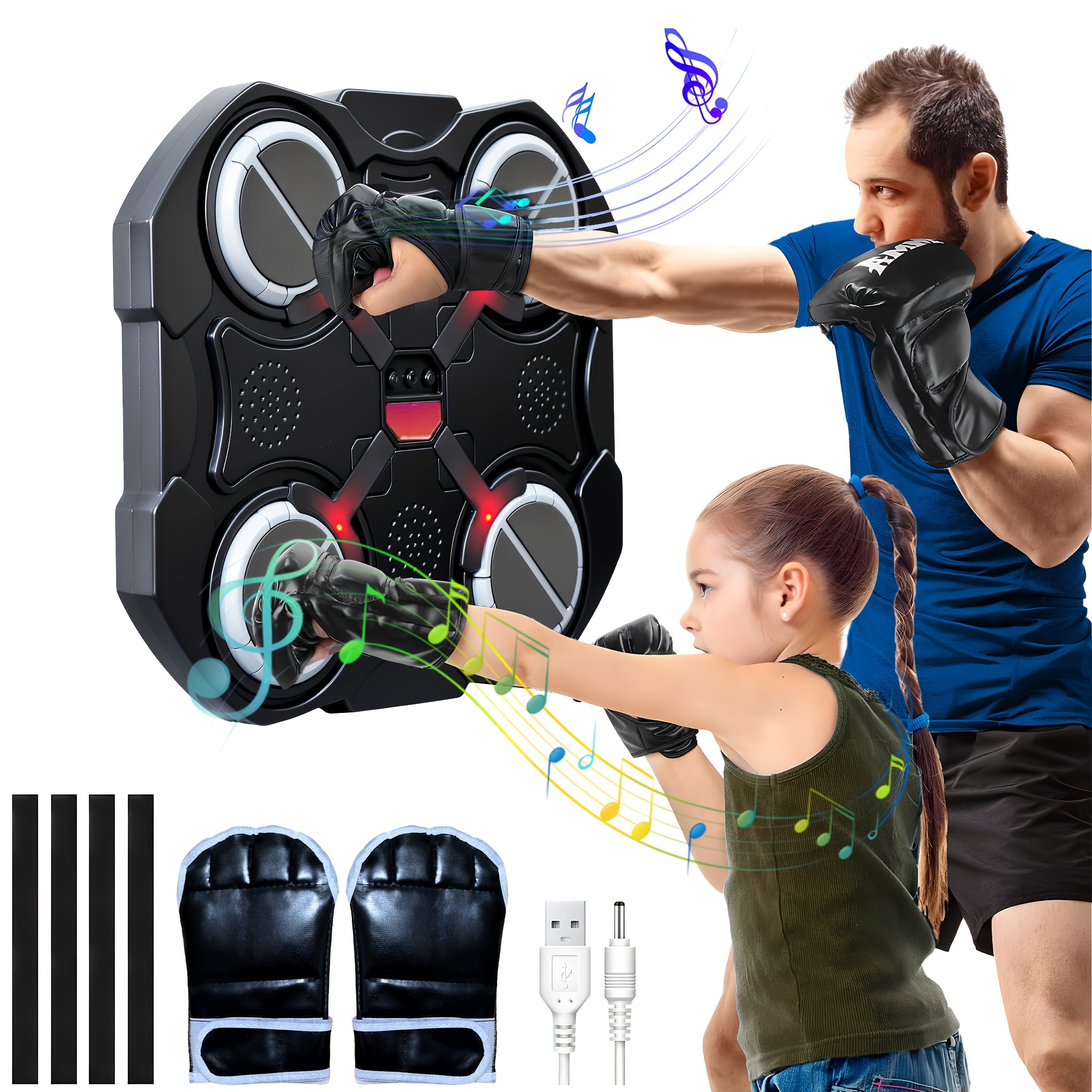 TEMU Music Boxing Machine With Gloves For , Wall Mounted Smart Punching , Gift Ideas Music Punching Machine Toys For 3 4 + Years Old Boys Girls, Easter Gifts