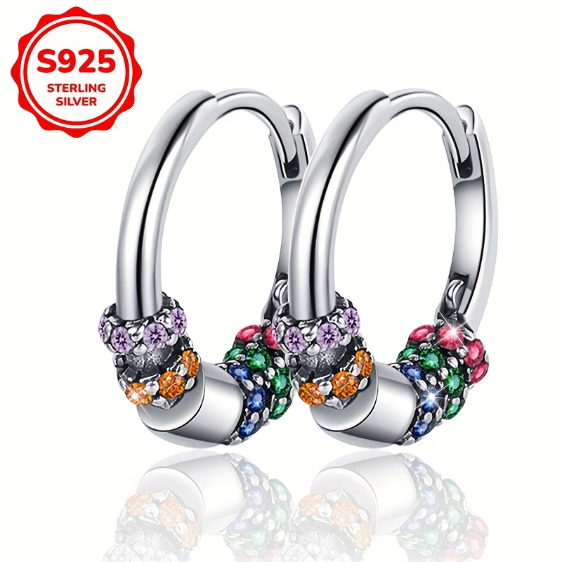 

Exquisite Hoop Earrings 925 Sterling Silver Hypoallergenic Jewelry Embellished With Zirconia Vintage Female Gift With Box