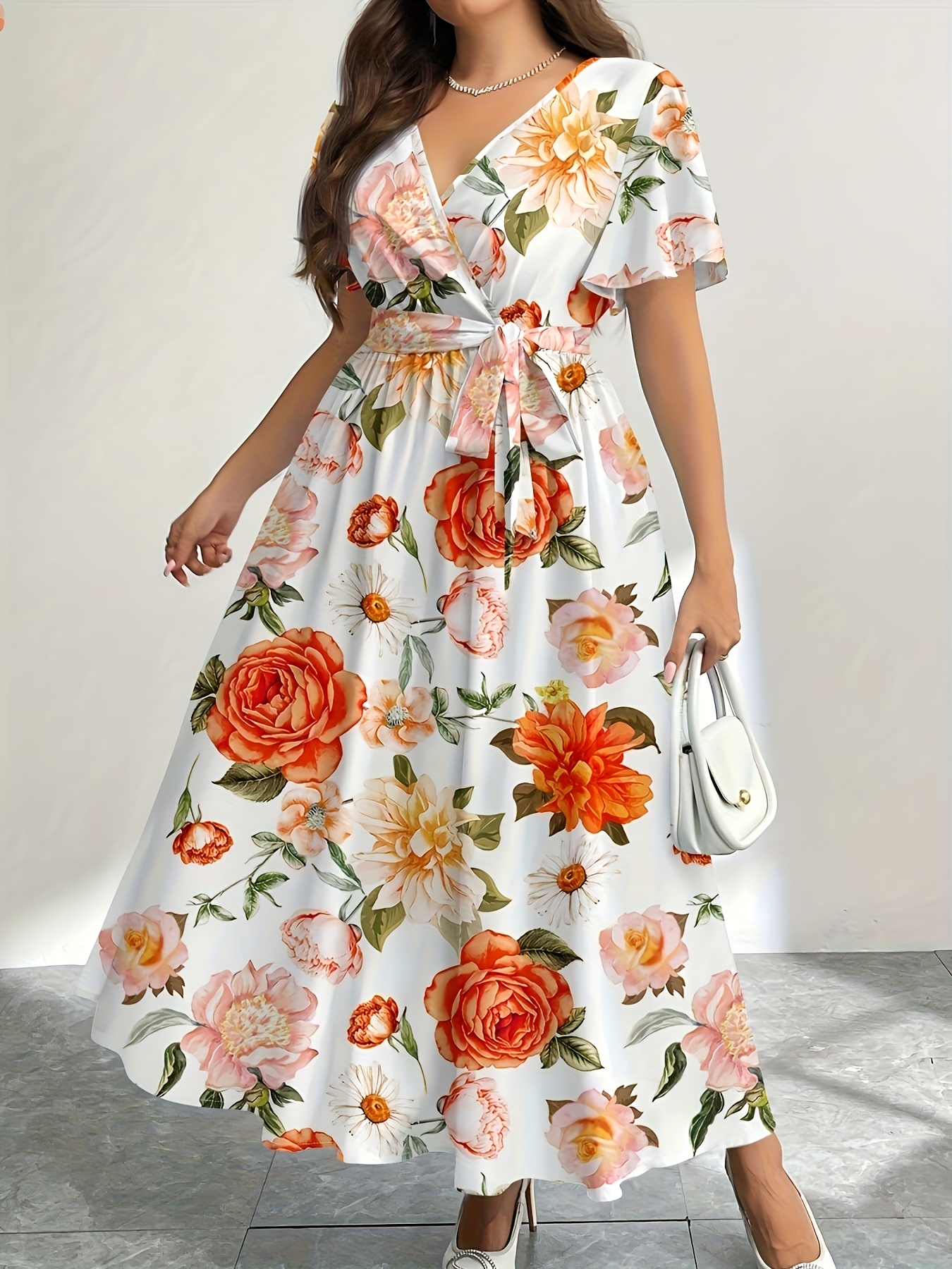 PRETTYGARDEN Women's Casual Floral Print V Neck Short Sleeve