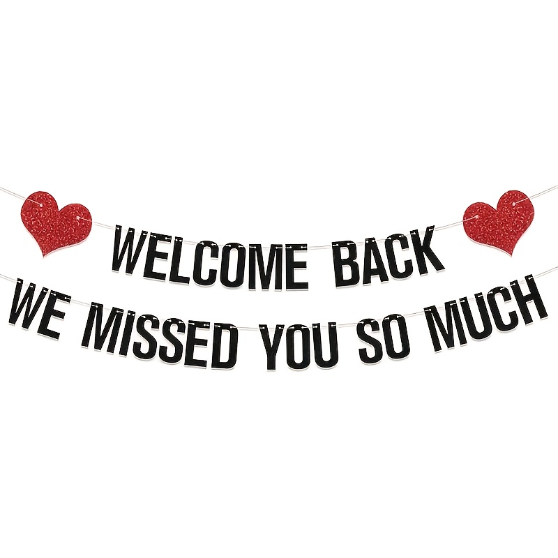 Image of Welcome Back We Banner, Welcome Party Decoration, Welcome Home Banner Decoration, Banner Party Supplies Black Red