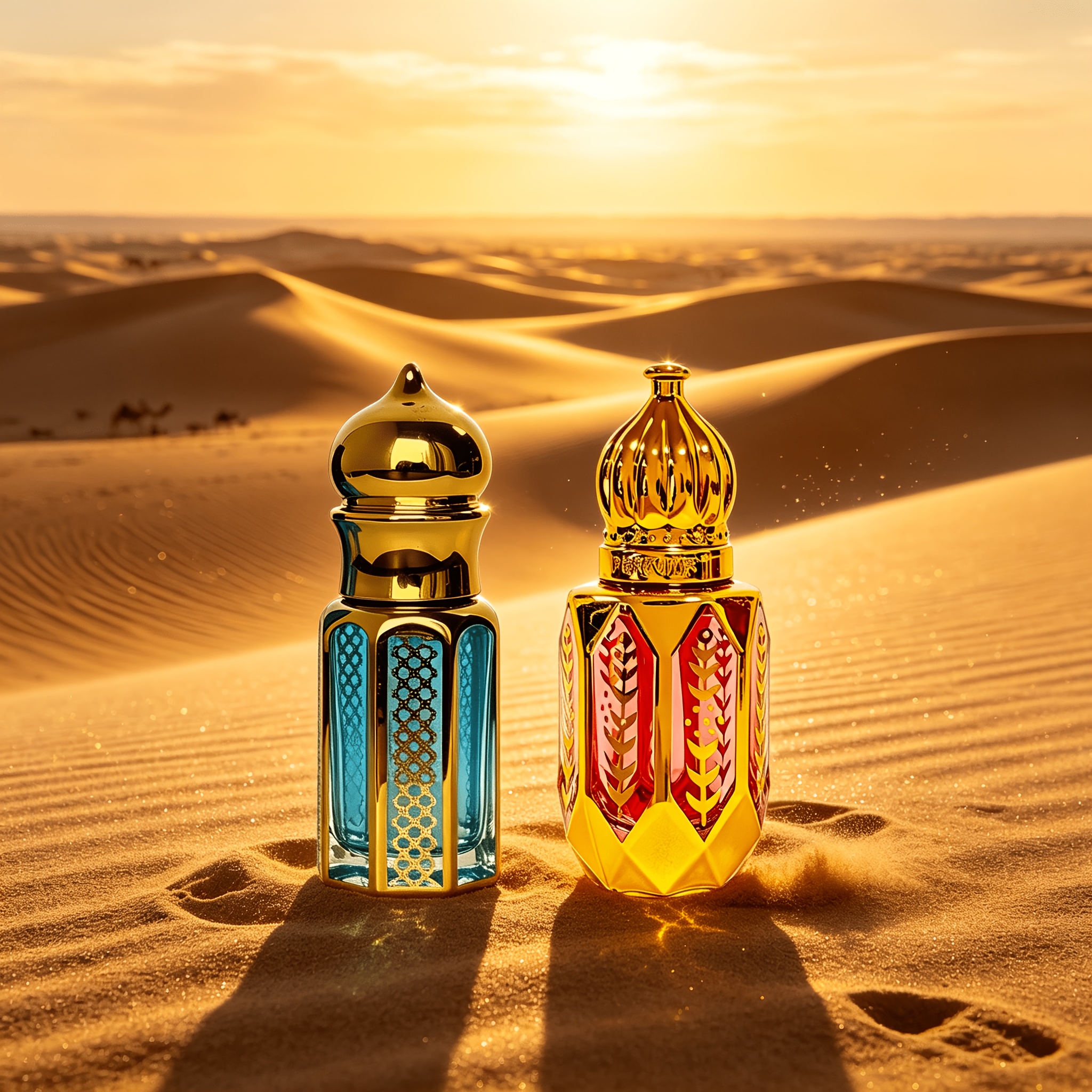 Image of [2pcs Arabic Essential Oil Set Middle Essential Oil] Oil Perfume Essential Oil Blue + Essential Oil Red | : , Amber; : , , | Blue Red Dual Long-lasting Fragrance (romantic Gift