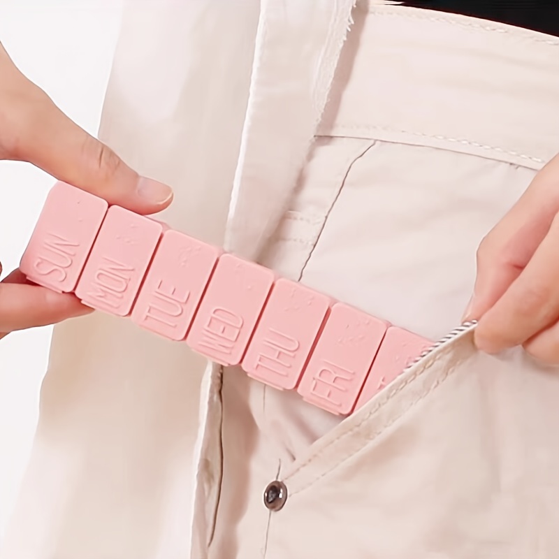 Portable Weekly Pill Box with Seven Compartments