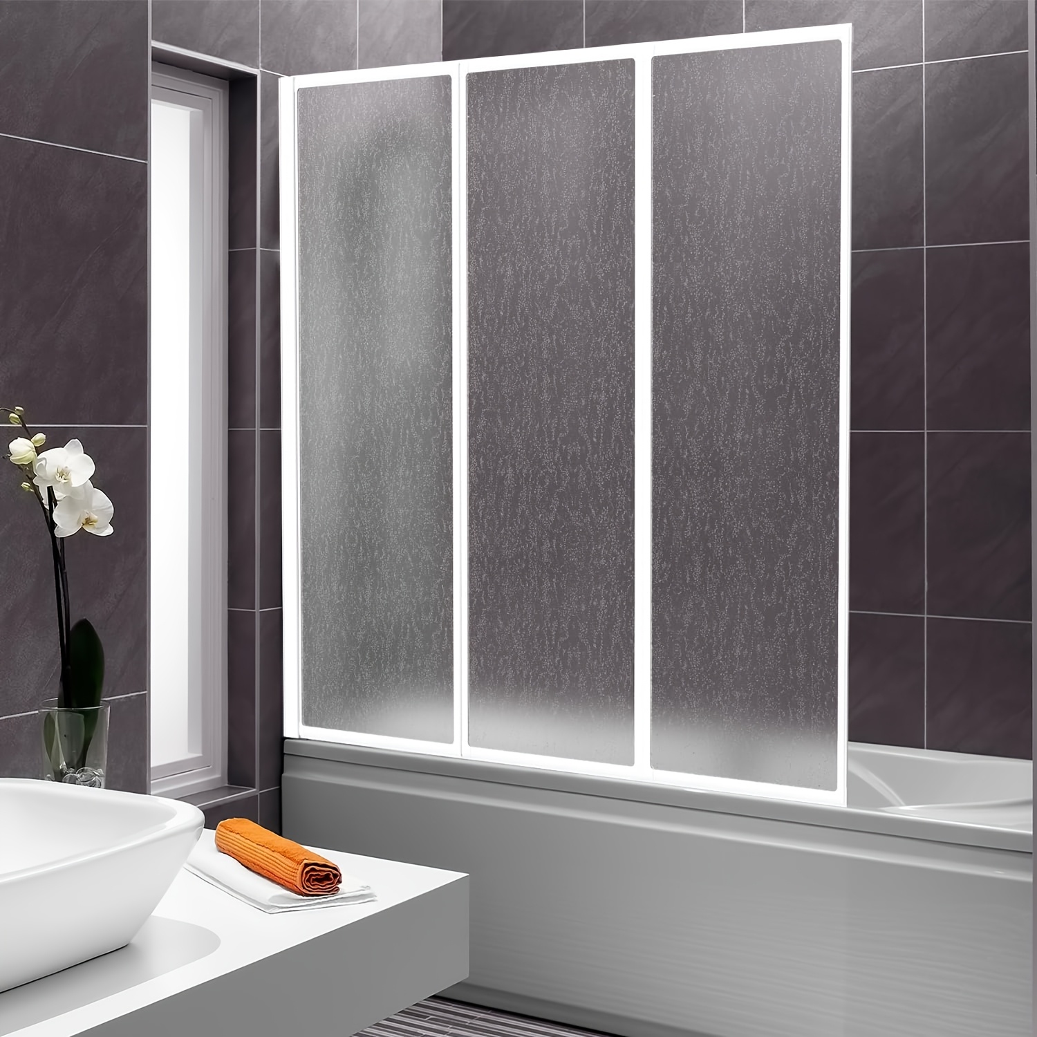 120x140cm Bathtub Shower Screen, , Made Of Shatterproof Ps Plastic With An Frame
