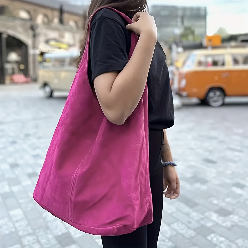 TEMU Genuine Italian Suede Tote Bag Everyday Leather Suede Hobo Bag Unisex Shoulder Bag Large Bag Gift For Her And Him Ipadbag