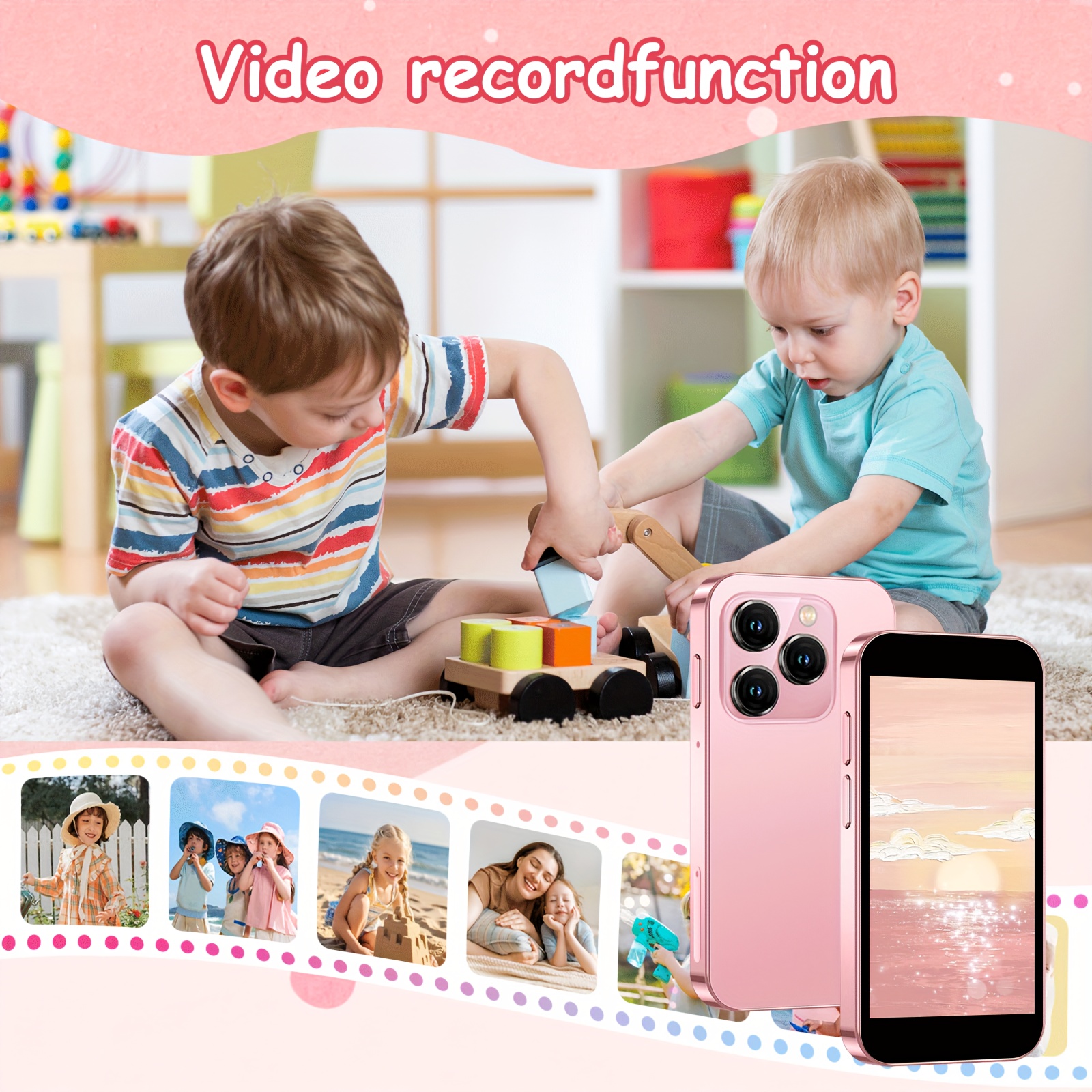 Kids Smart Phone Toys for Girls Any Ages with Camera - Toddler Phone with Learning Games, Travel Toys with MP3 Music Player for Holiday, Birthday Gifts for Girls And Boys, Unlock Mini Phone, 2+16GB, Face Id, GPS, Small Smartphone