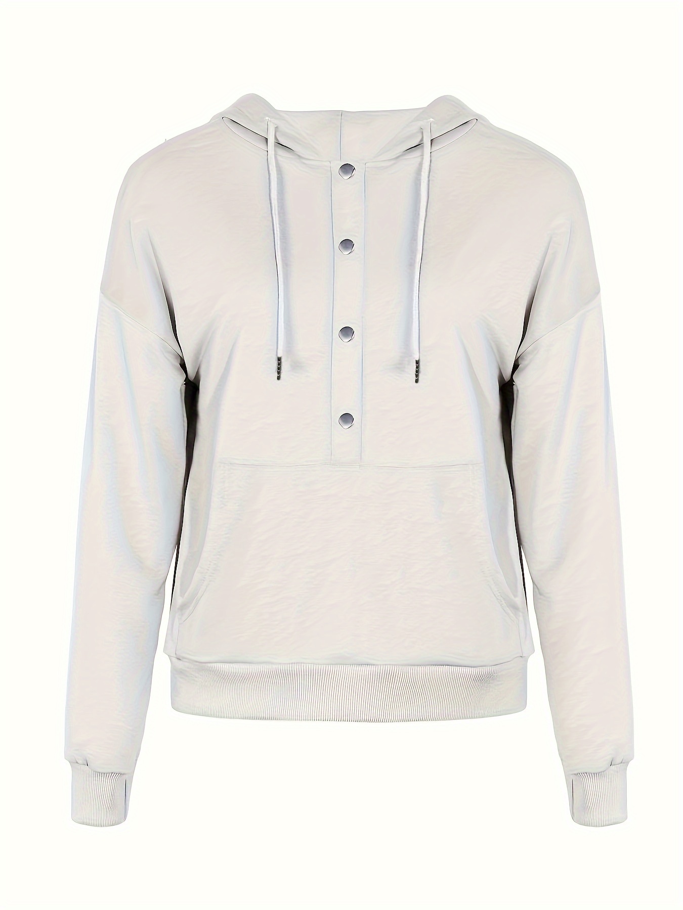 Solid Half Button Drawstring Hoodie Casual Long Sleeve - Temu Philippines