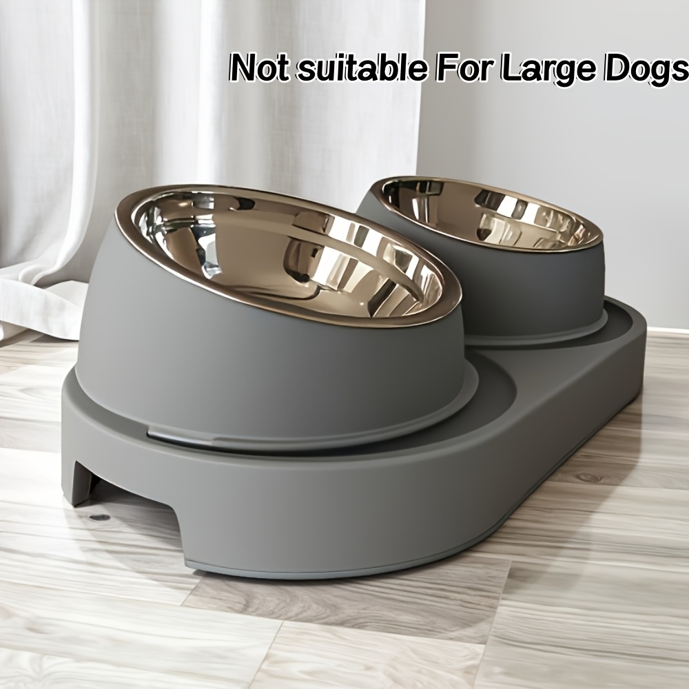 1 Bol Double Moderne surélevé pour Nourriture et Eau - Distributeur à Double Compartiment Amovible et Facile à Nettoyer avec Bols en Acier Inoxydable, Gain de Place pour Petits Chiens, Chats et Chaton, Adapté aux Animaux de Petite à Moyenne Taille - Station d'Alimentation Moderne pour Animaux