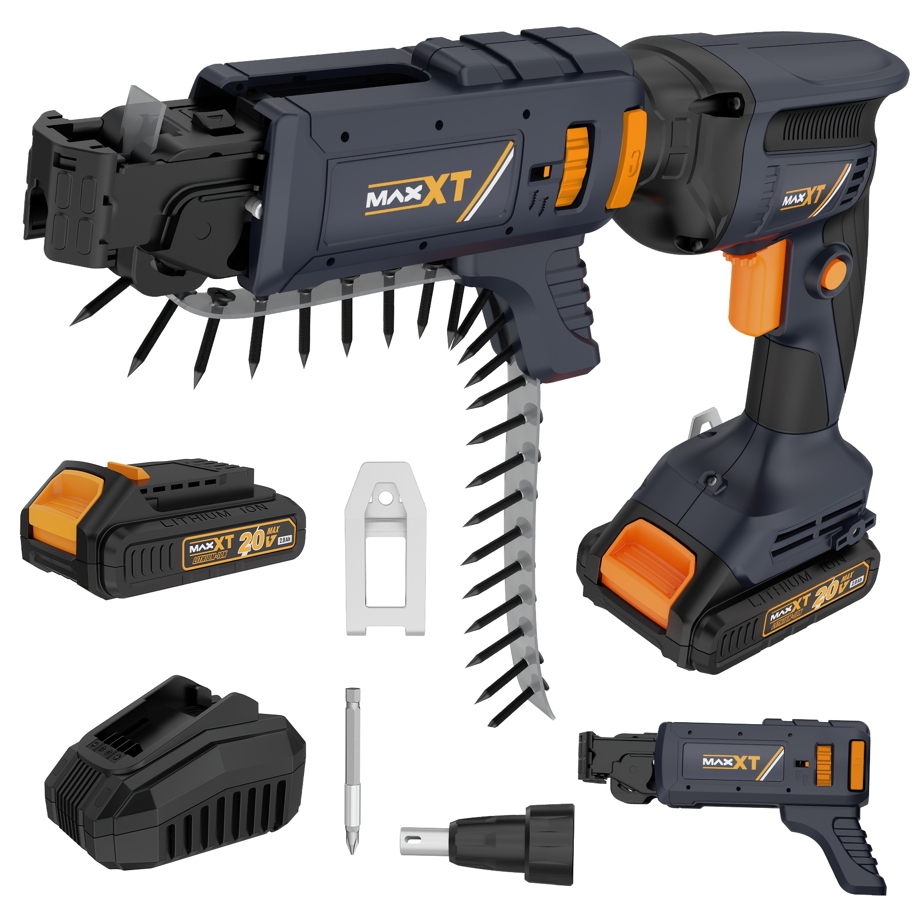 Image of 20v Drywall Screw Gun Brushless, Maxxt Lithium-ion Brushless Self Feeding Drywall Screwdriver Variable Speed With Collated Drywall Attachment (included 2.0ah Battery And Charger)
