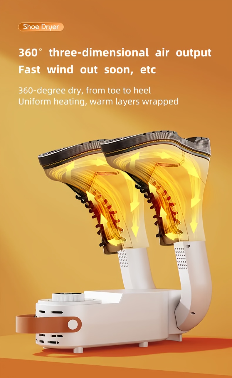  portable shoe boot dryer with intelligent temperature air circulation delay timer auto odor eliminating fast drying for all shoes gloves boots eu plug 220 240v folding design glove drying solution durable plastic exterior details 1