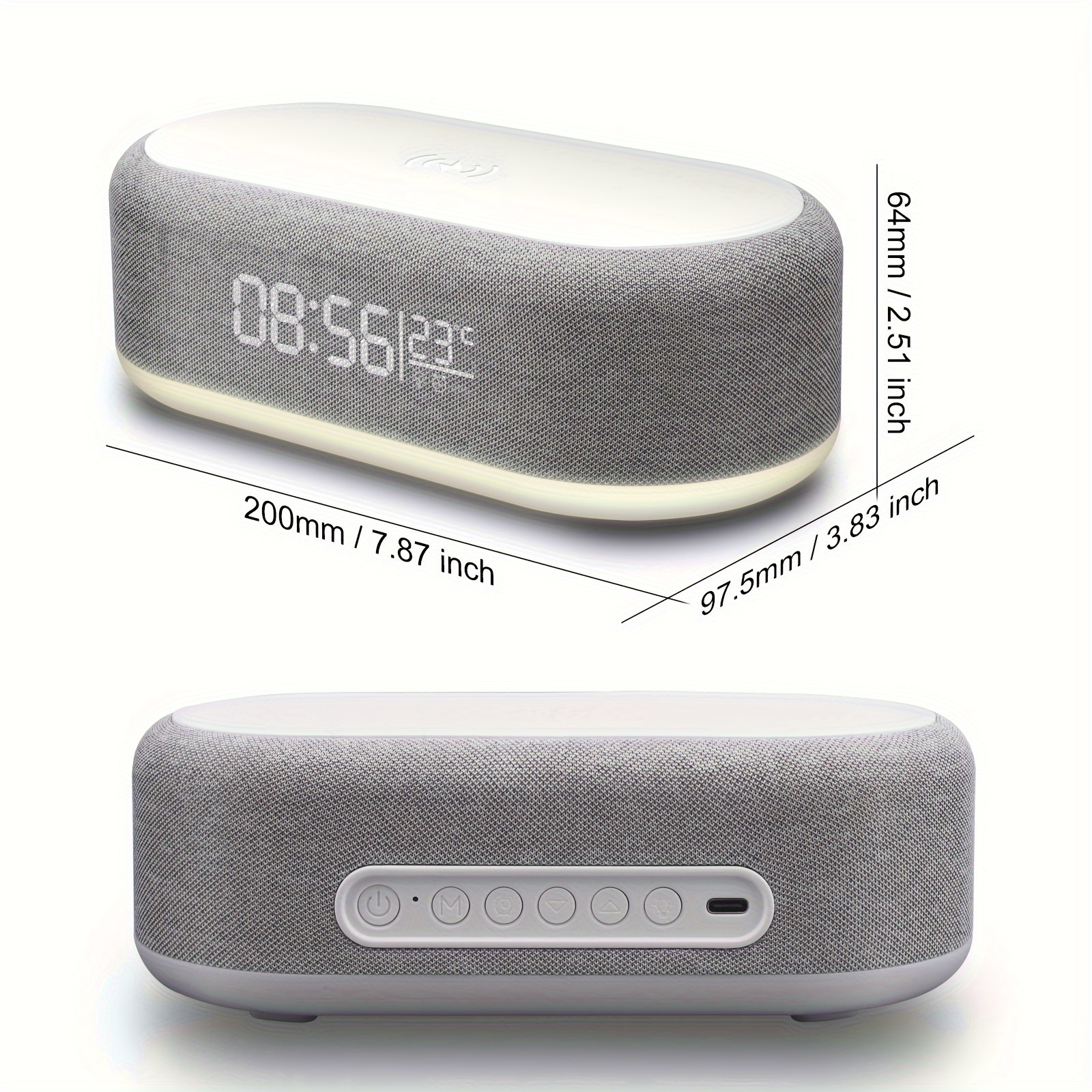 Carregador Sem Fio Despertador Digital LED Display Temperatura