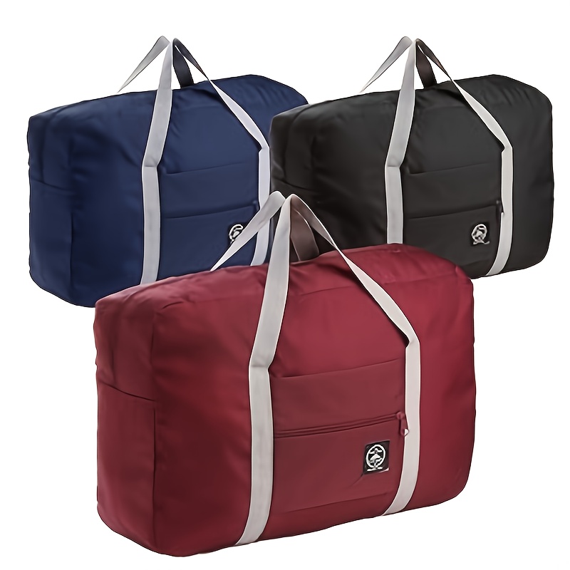 E-shop 3-teiliges faltbares Reisetaschen-Set, Wochenendtasche, Handgepäck-Sporttasche, mit Griffen, Trolley-Design mit Seitengriff, geeignet für
