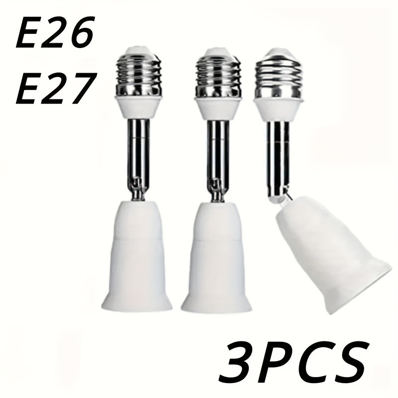 

3pcs Adjustable Light Socket Extender - 5.5" E26/e27, 90° Vertical & 360° Horizontal , Medium Screw Base Converter For Bedroom & Living Room Wall Lights, Light Bulb Socket Adapter, Extension Socket