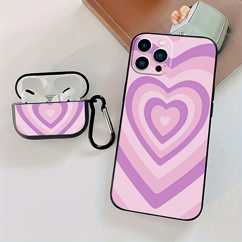 

1pc Case For Airpods 3 And 1pc Case Pink Heart Graphic Phone Case For 15 11 14 13 12 Pro Max Xr Xs 7 8 6 Plus Mini, For Airpods 3 Earphone Case Luxury Silicone Cover Soft Headphone Protective Cases