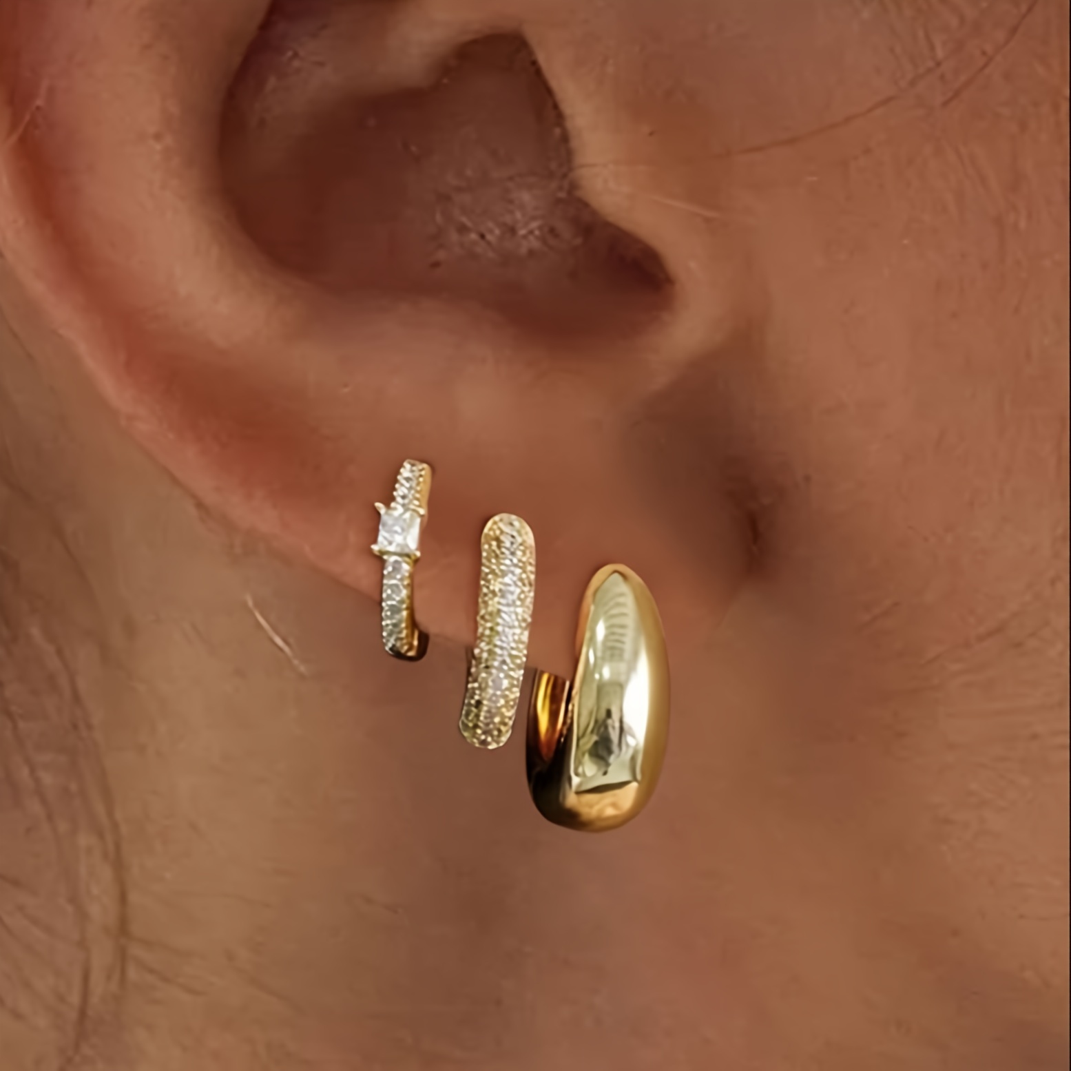 

The Ear 3 Pairs Golden Hoop Earrings Set Dainty Earrings Trendy Small Hypoallergenic Dangle Heart Huggie Hoop Earrings For Women Golden Jewelry Gifts