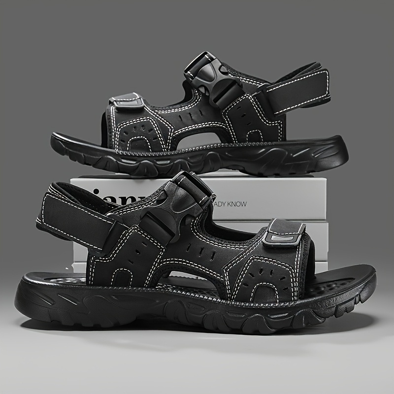 mens outdoor sports sandals adjustable lace up non slip hiking sandals comfortable thick soled casual shoes for summer