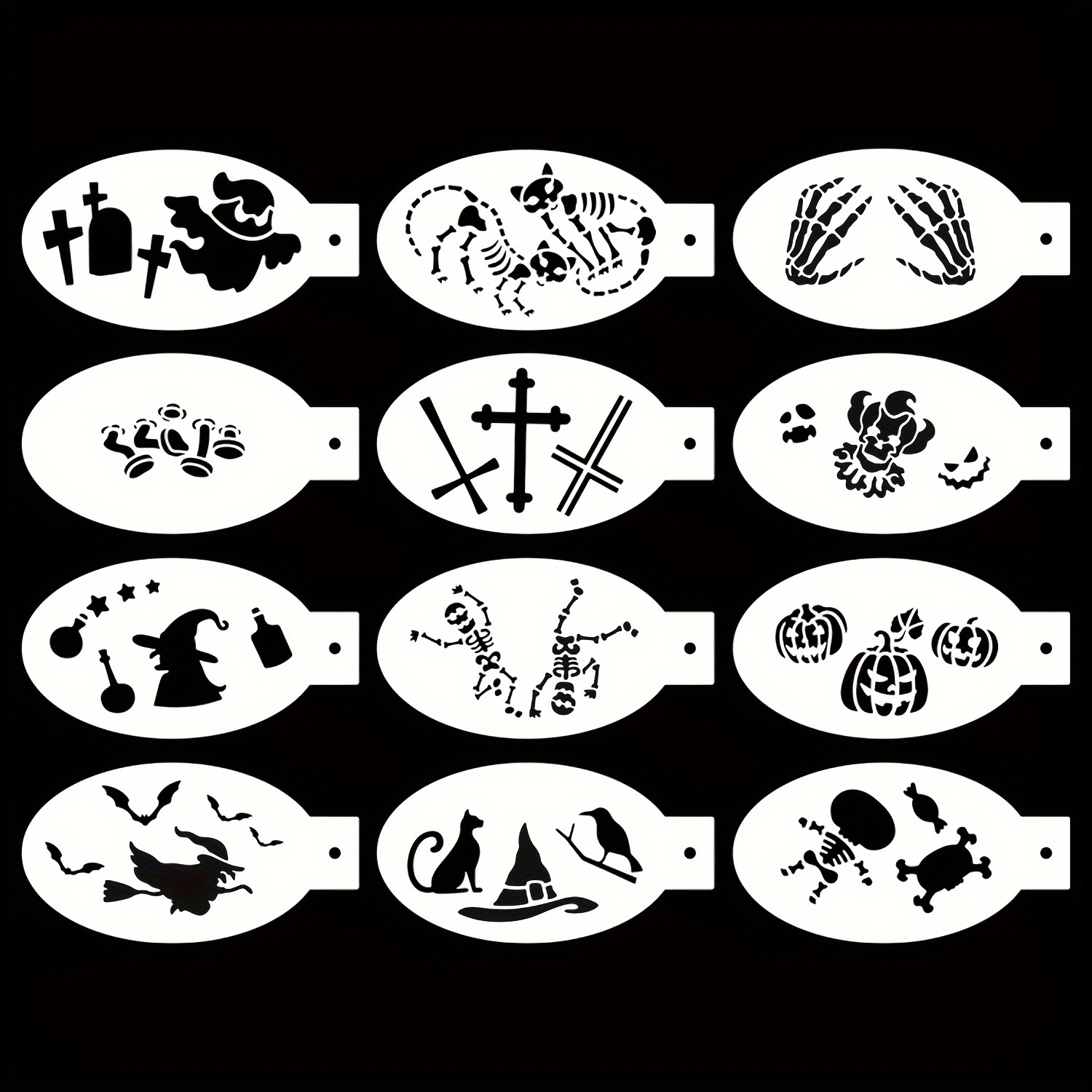 12pcs Halloween Stencil Set For Face Painting Art Projects Reusable Pet