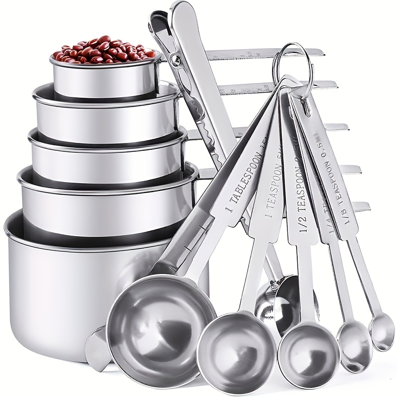 

Stainless Steel Measuring Cups & Spoons Set, Cups And Spoons,kitchen Gadgets For Cooking & Baking