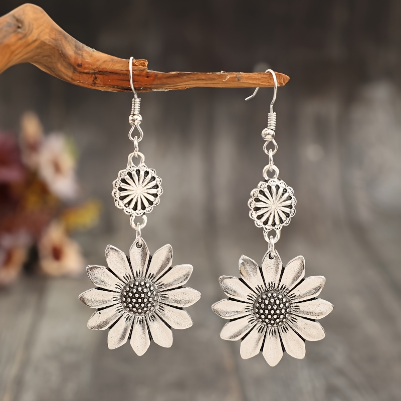 New Cross-border European And American Ethnic Style Sunflower Drop Earrings, For Teenager