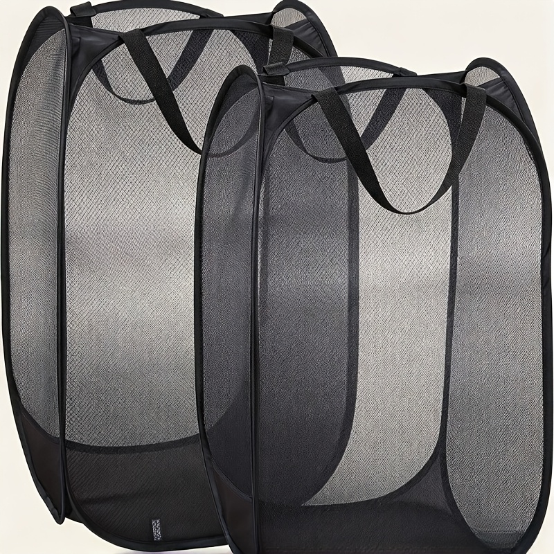 TEMU 2 Pezzi Cestini per Biancheria Pieghevoli con Maniglie Trasportabili - Rete Traspirante, Design Rettangolare in Tessuto Resistente, Ideali per
