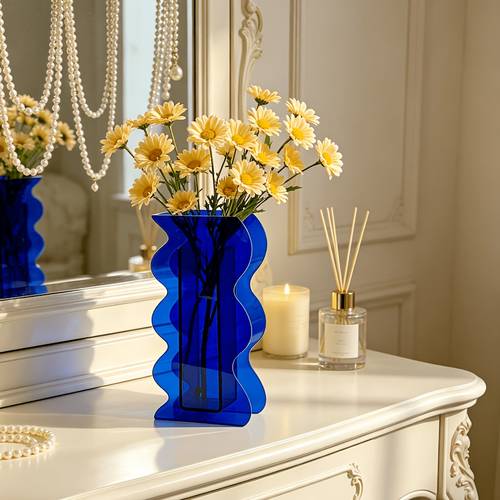 modern acrylic wave vase elegant geometric vase stylish decorative vase for home office wedding table