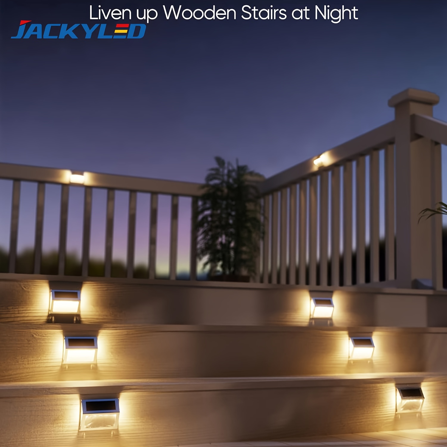 

Jackyled 8-pack 7 Led Solar Step Lights 3-side Lenses Stainless Steel Garden, Patio, Deck, Fence, Stairs Warm Yellow/cool White