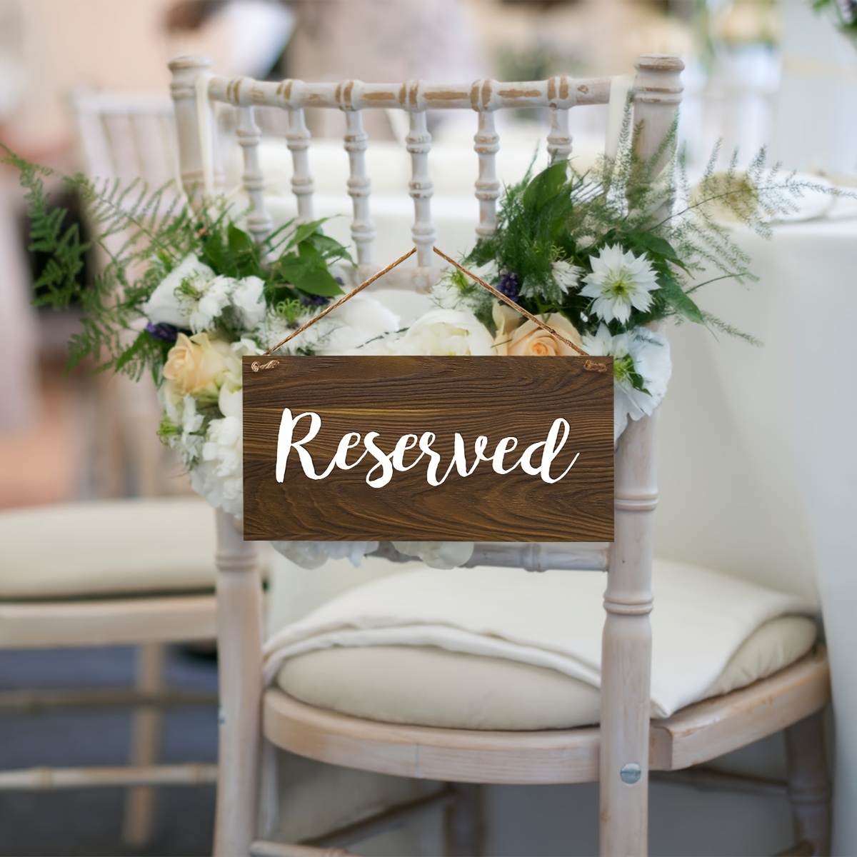 Darware Set 6 Cartelli In Legno "Riservato" Con Corda In Iuta, Stile Rustico, 23x12,7x1 Cm, Per Matrimoni Ed Eventi