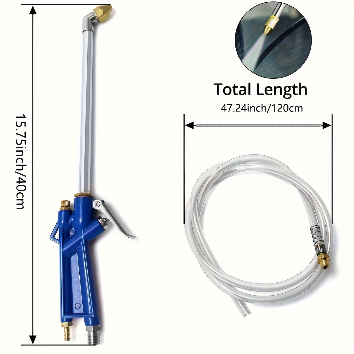 TEMU Pistola De Aire De Acero Inoxidable NewShark - Limpiador De Motores Pneumático Con Manguera De 4 Pies, No Requiere Batería, Herramienta