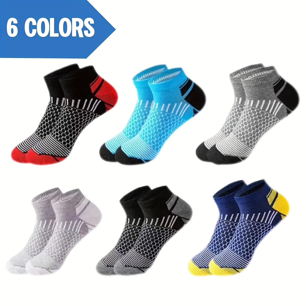 

6 Pairs Of Men's Cotton Blend Anti Odor & Sweat Absorption Low Cut Socks, Comfy & Breathable Sport Socks, For Daily & Outdoor Wearing, All Seasons Wearing
